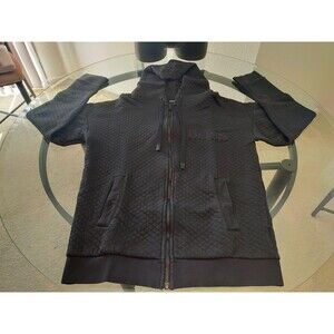 Hugo Boss Quilted Black Hooded Zip Up Sweater Jacket Size Medium